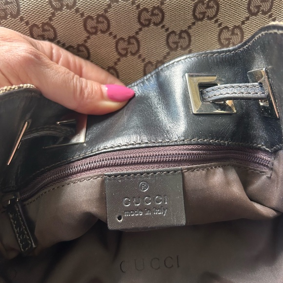 Gucci Monogram Canvas Classic Logo Rucksack Drawstring Shoulder Bag Y2K - Picture 6 of 16
